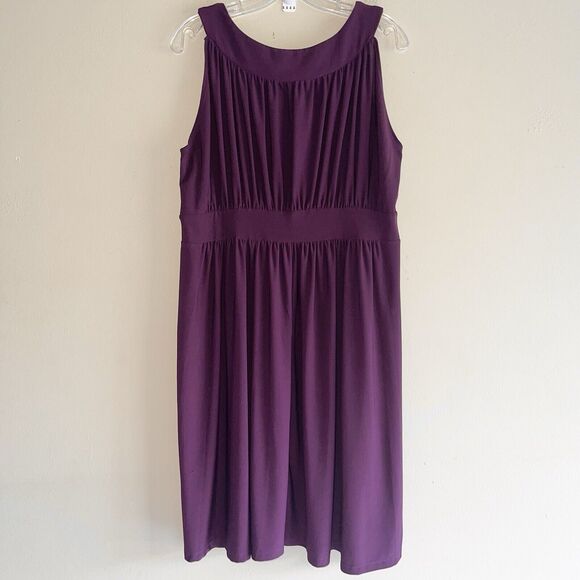 Haani Formal Dress Women Plus Size 1X High Waist Golden Beaded Neckline Purple - Picture 3 of 10